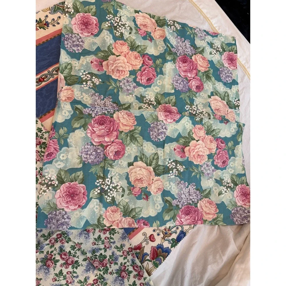 VTG new Lot of 7 flower print floral designs fabrics various size samples colors